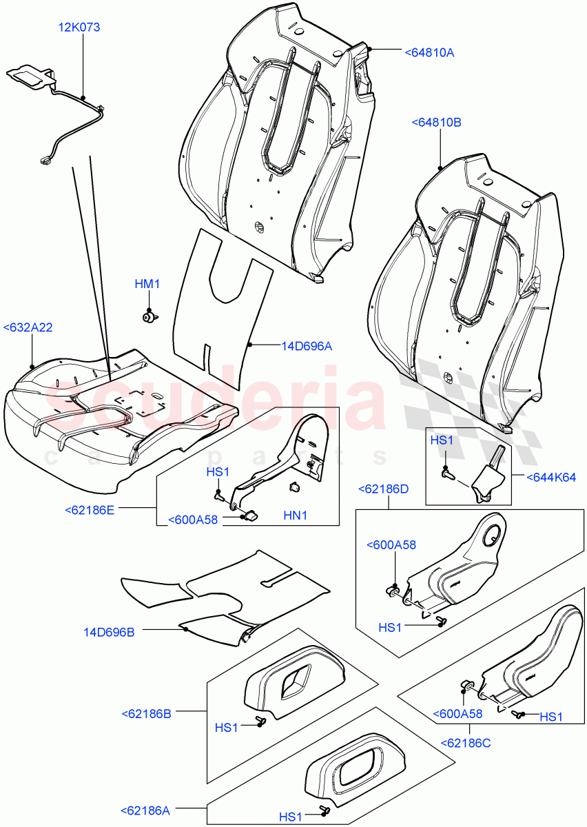 Front Seat Pads/Valances & Heating(Halewood (UK),Seat - Standard)((V)TOFH999999) of Land Rover Land Rover Range Rover Evoque (2012-2018) [2.0 Turbo Petrol AJ200P]