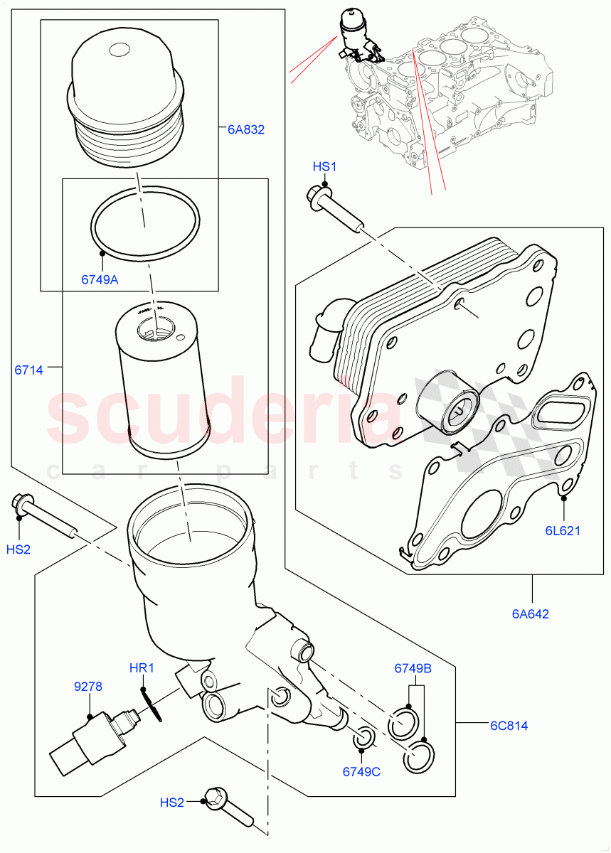 Oil Cooler And Filter(2.0L AJ21D4 Diesel Mid)((V)FROMMA000001) of Land Rover Land Rover Range Rover Velar (2017+) [2.0 Turbo Diesel AJ21D4]