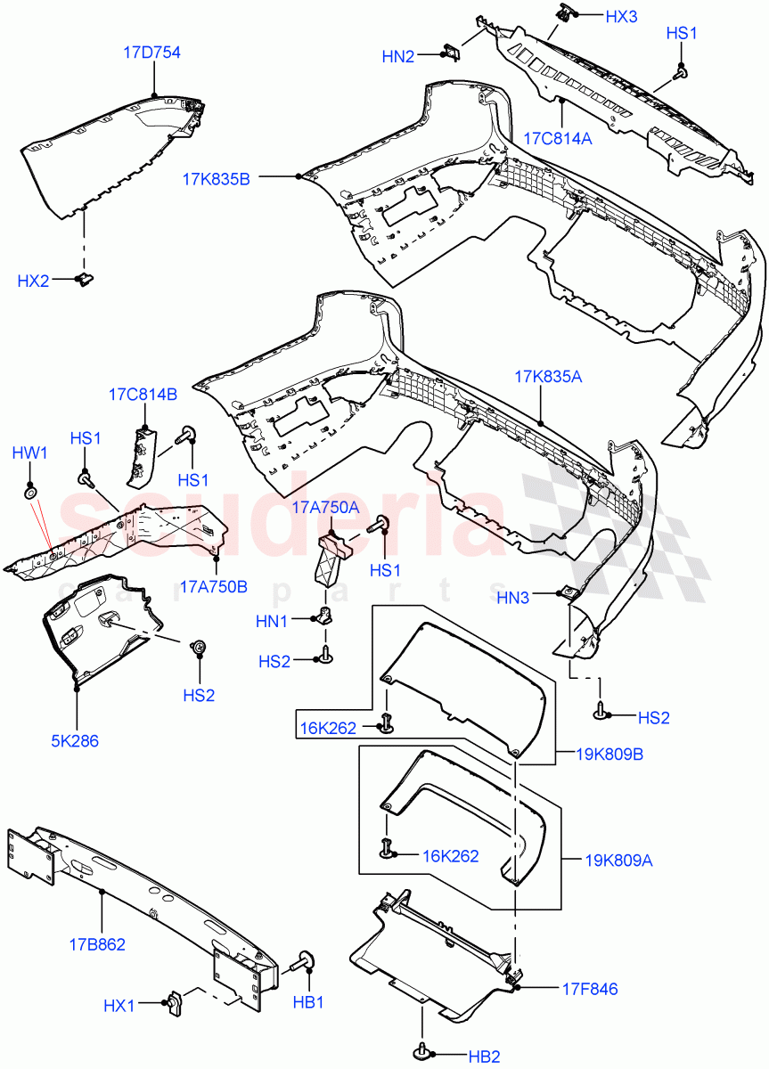 Rear Bumper(Non SVR)((V)TOHA999999) of Land Rover Land Rover Range Rover Sport (2014+) [5.0 OHC SGDI SC V8 Petrol]