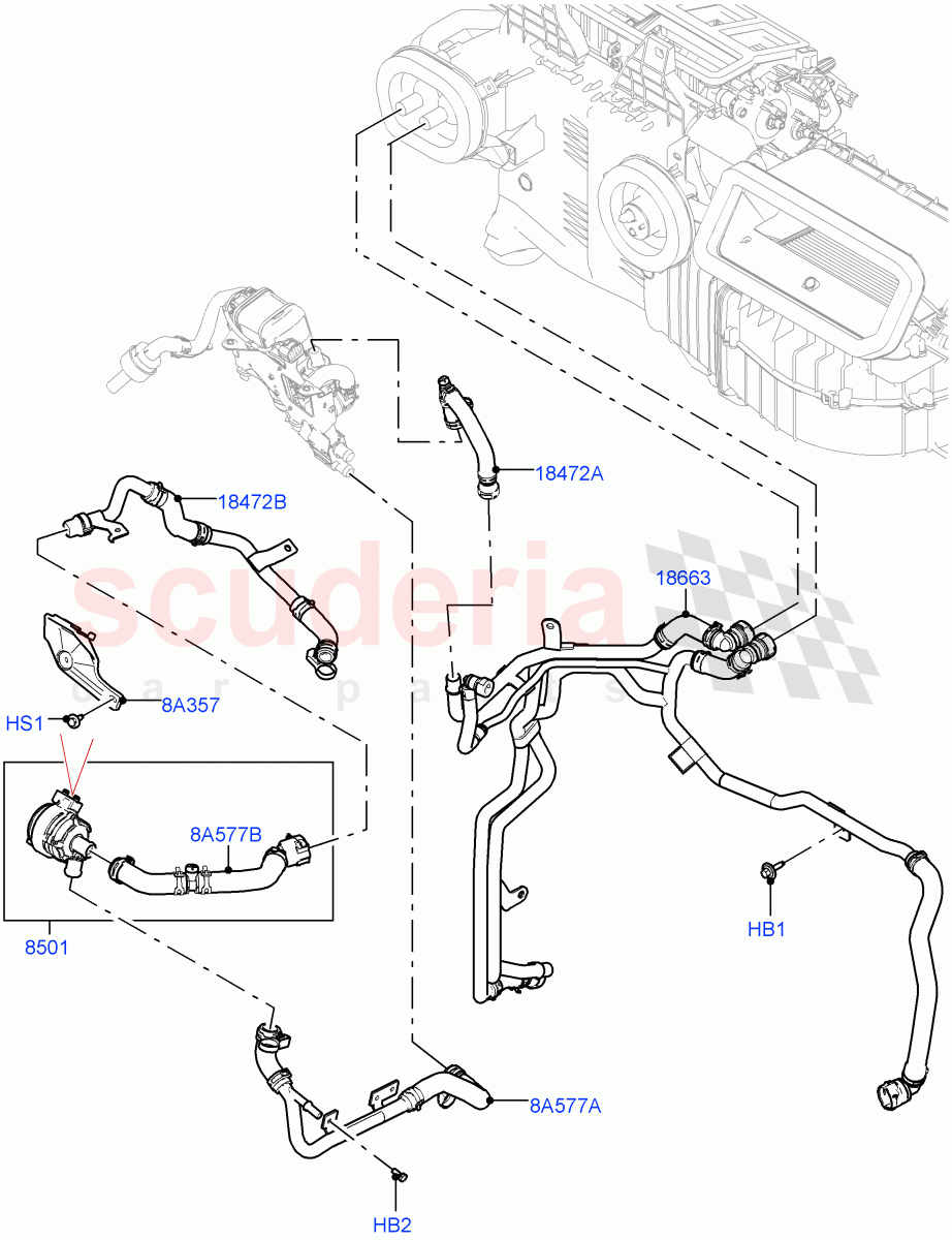 Heater Hoses(Front)(3.0L AJ20P6 Petrol High,With Fuel Fired Heater,Premium Air Conditioning-Front/Rear)((V)FROMKA000001) of Land Rover Land Rover Range Rover (2012-2021) [3.0 I6 Turbo Diesel AJ20D6]