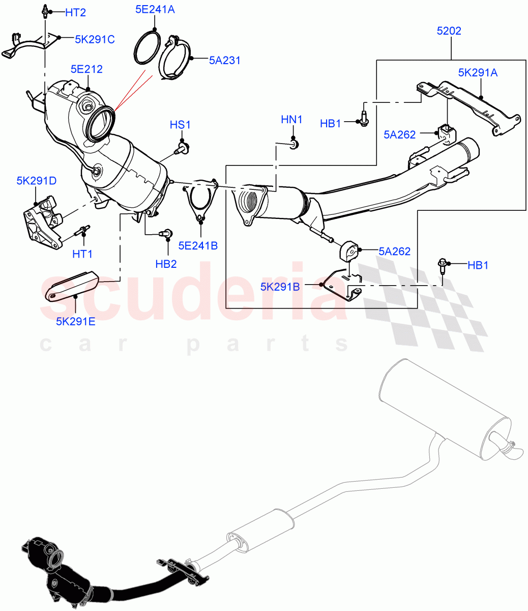 Front Exhaust System(1.5L AJ20P3 Petrol High,Halewood (UK))((V)FROMMH000001) of Land Rover Land Rover Range Rover Evoque (2019+) [1.5 I3 Turbo Petrol AJ20P3]