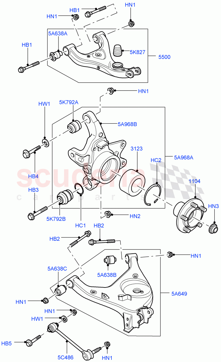 Rear Knuckle And Suspension Arms ((V) FROMAA000001) of Land Rover Land Rover Range Rover (2010-2012) [4.4 DOHC Diesel V8 DITC]