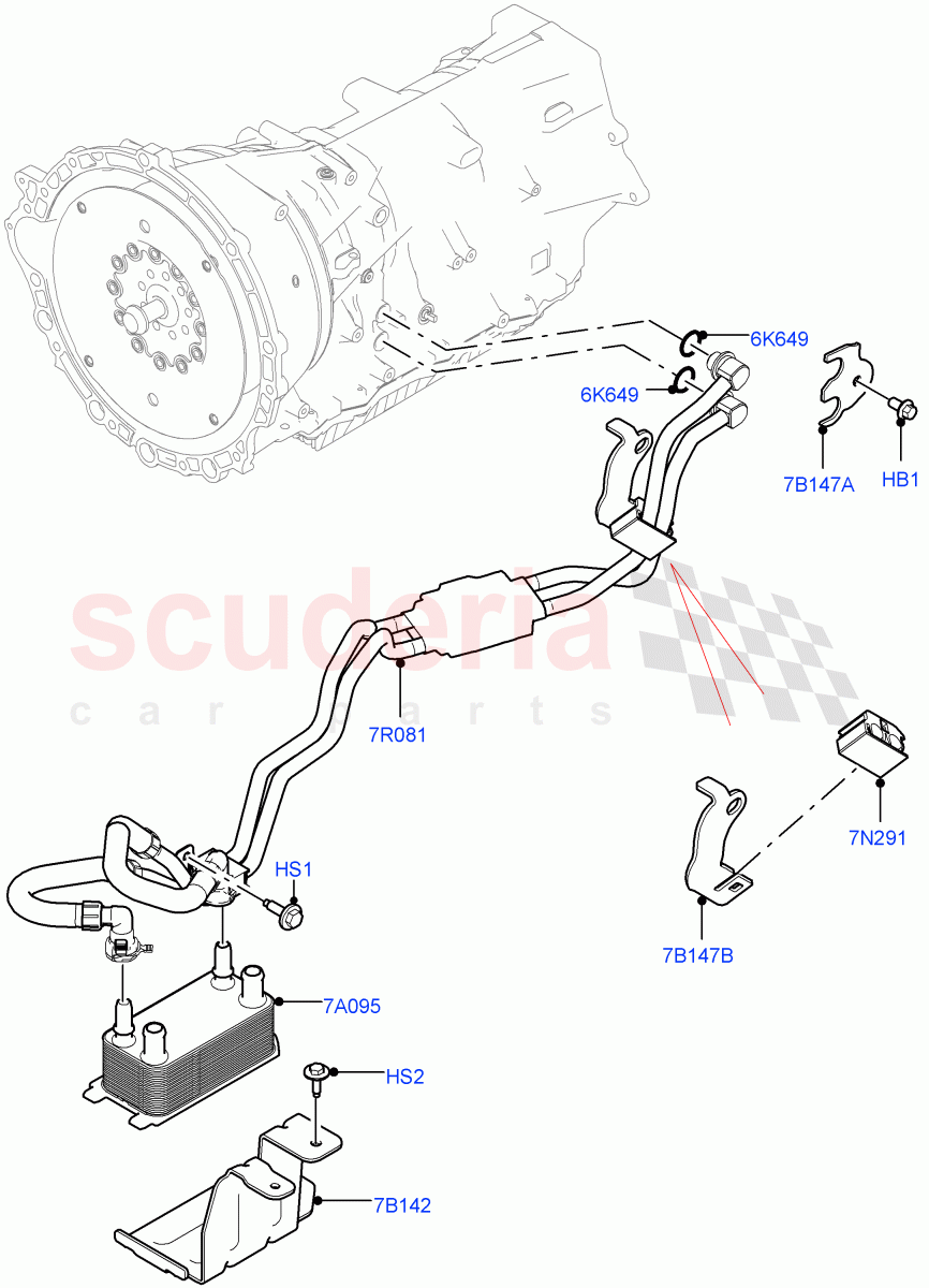 Transmission Cooling Systems(2.0L I4 Mid DOHC AJ200 Petrol,8 Speed Auto Trans ZF 8HP45,2.0L I4 High DOHC AJ200 Petrol) of Land Rover Land Rover Range Rover Velar (2017+) [3.0 I6 Turbo Diesel AJ20D6]