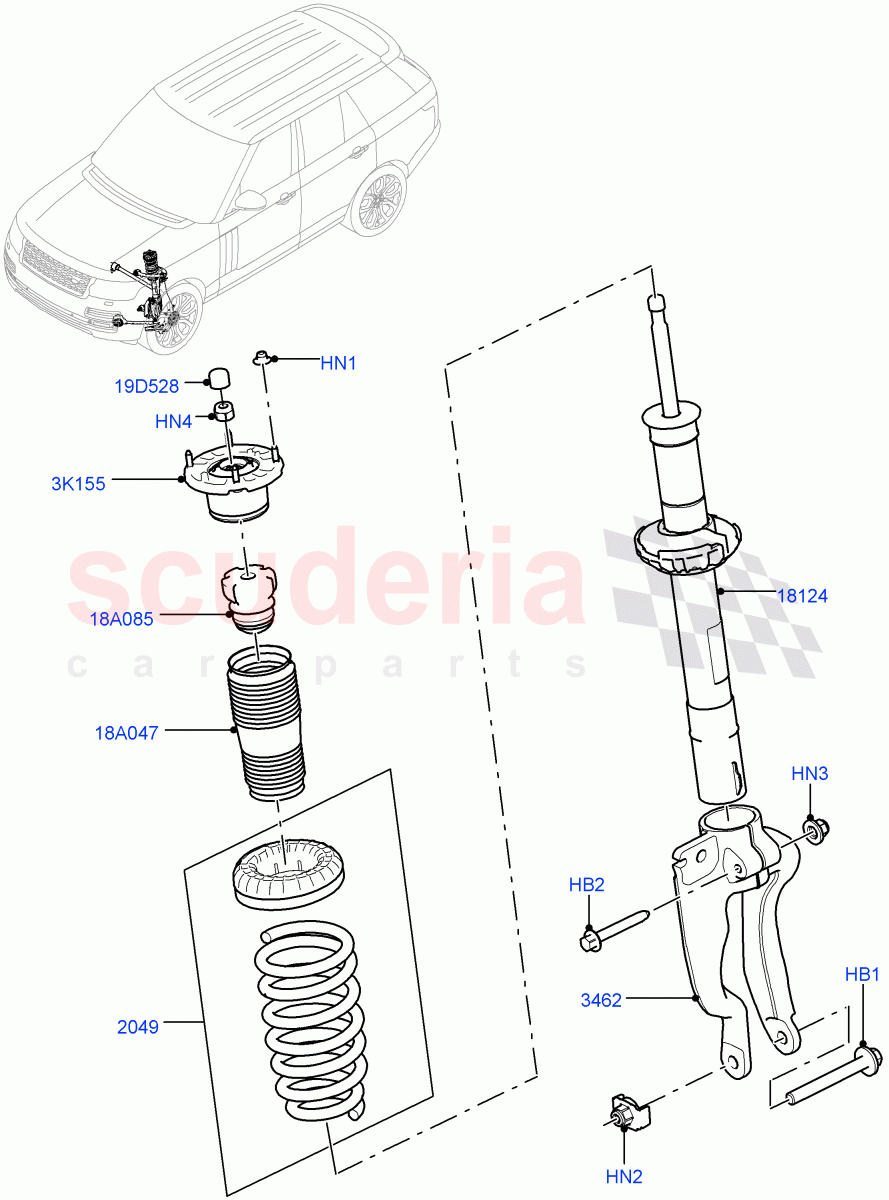 Front Suspension Struts And Springs(With Standard Duty Coil Spring Susp)((V)FROMHA000001) of Land Rover Land Rover Range Rover Sport (2014+) [3.0 Diesel 24V DOHC TC]