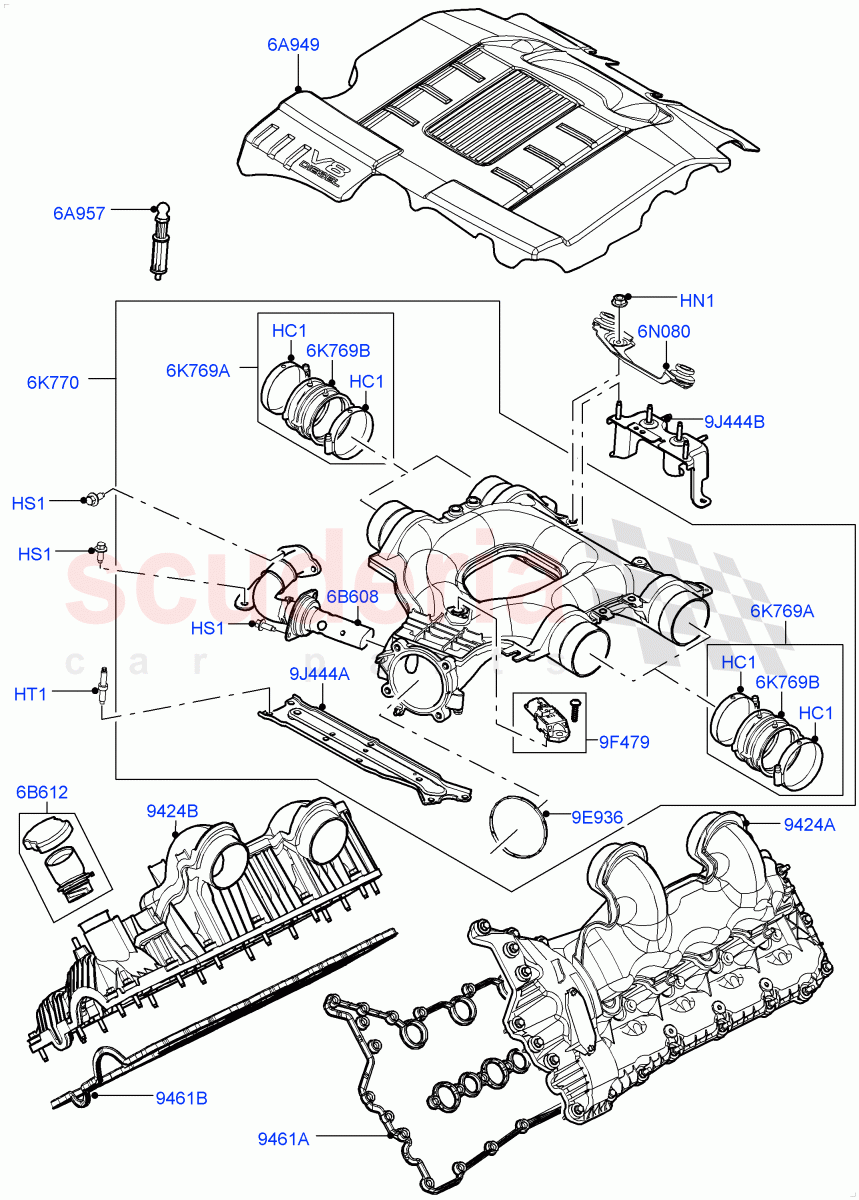 Inlet Manifold(4.4L DOHC DITC V8 Diesel)((V)FROMBA000001) of Land Rover Land Rover Range Rover (2010-2012) [4.4 DOHC Diesel V8 DITC]