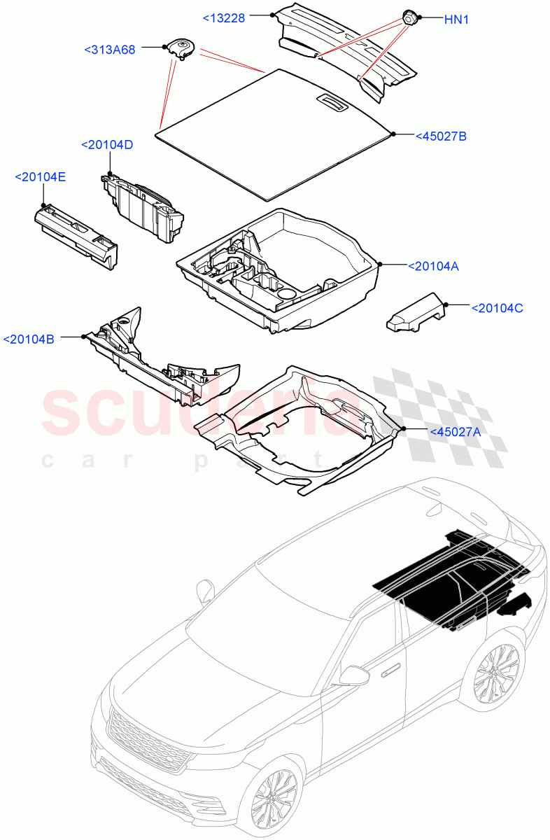 Load Compartment Trim(Floor) of Land Rover Land Rover Range Rover Velar (2017+) [2.0 Turbo Petrol AJ200P]