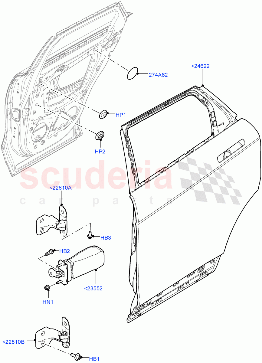 Rear Doors, Hinges & Weatherstrips (Door And Fixings) (Changsu (China)) of Land Rover Land Rover Range Rover Evoque (2019+) [2.0 Turbo Diesel AJ21D4]