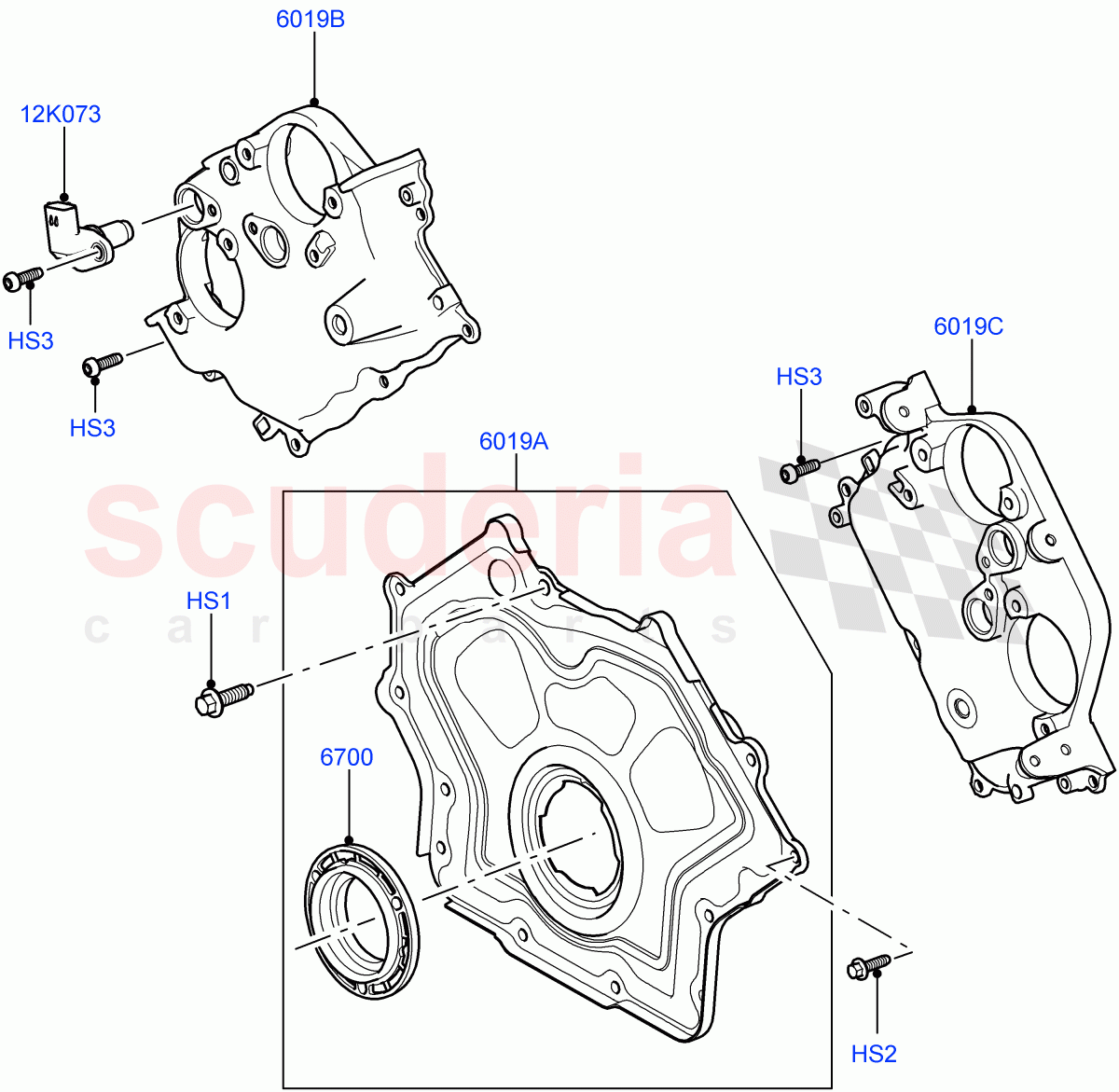 Timing Gear Covers(Solihull Plant Build)(3.0L DOHC GDI SC V6 PETROL)((V)FROMEA000001) of Land Rover Land Rover Discovery 5 (2017+) [3.0 DOHC GDI SC V6 Petrol]