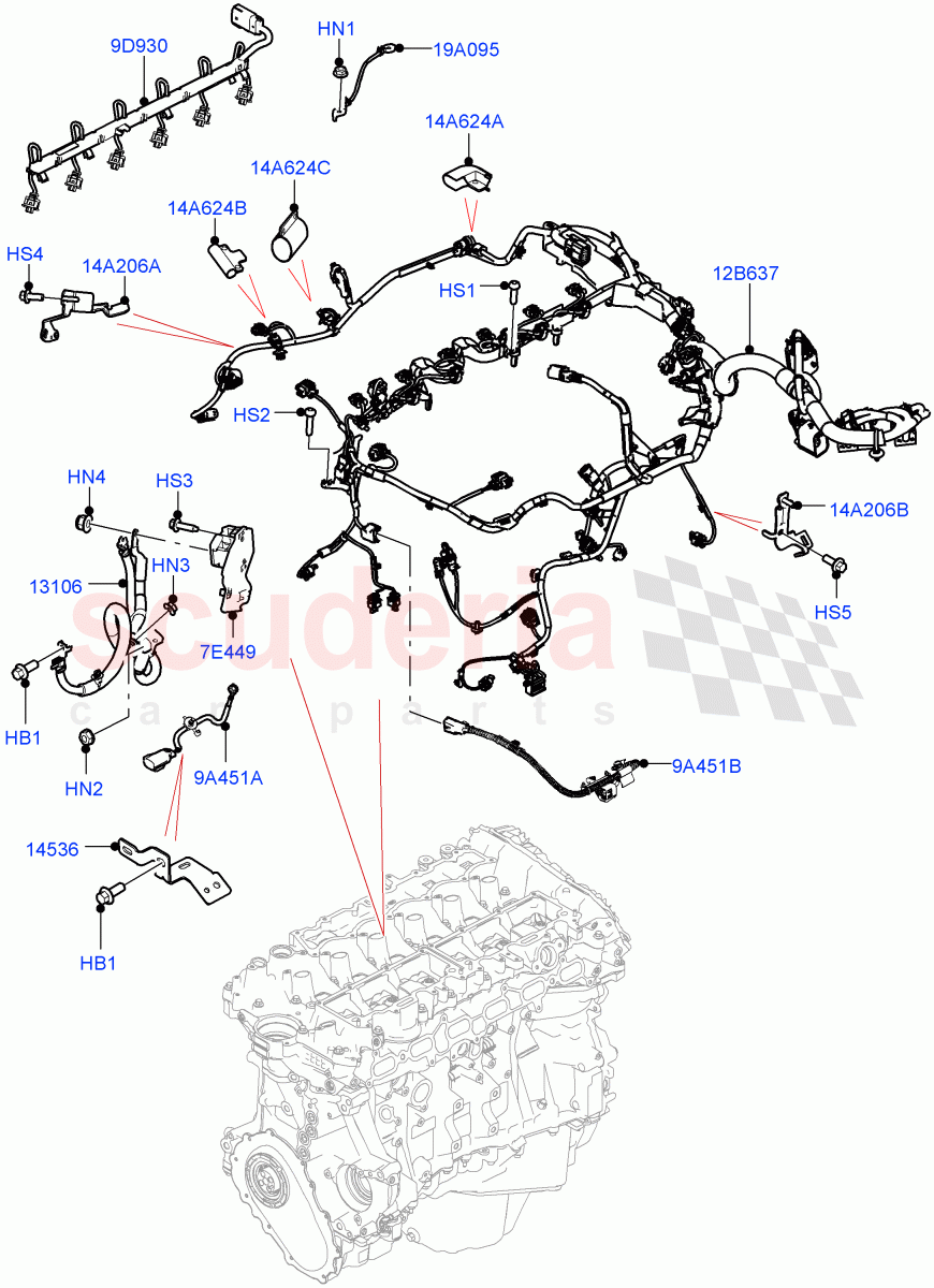 Electrical Wiring - Engine And Dash(3.0L AJ20P6 Petrol High)((V)FROMKA000001) of Land Rover Land Rover Range Rover (2012-2021) [4.4 DOHC Diesel V8 DITC]