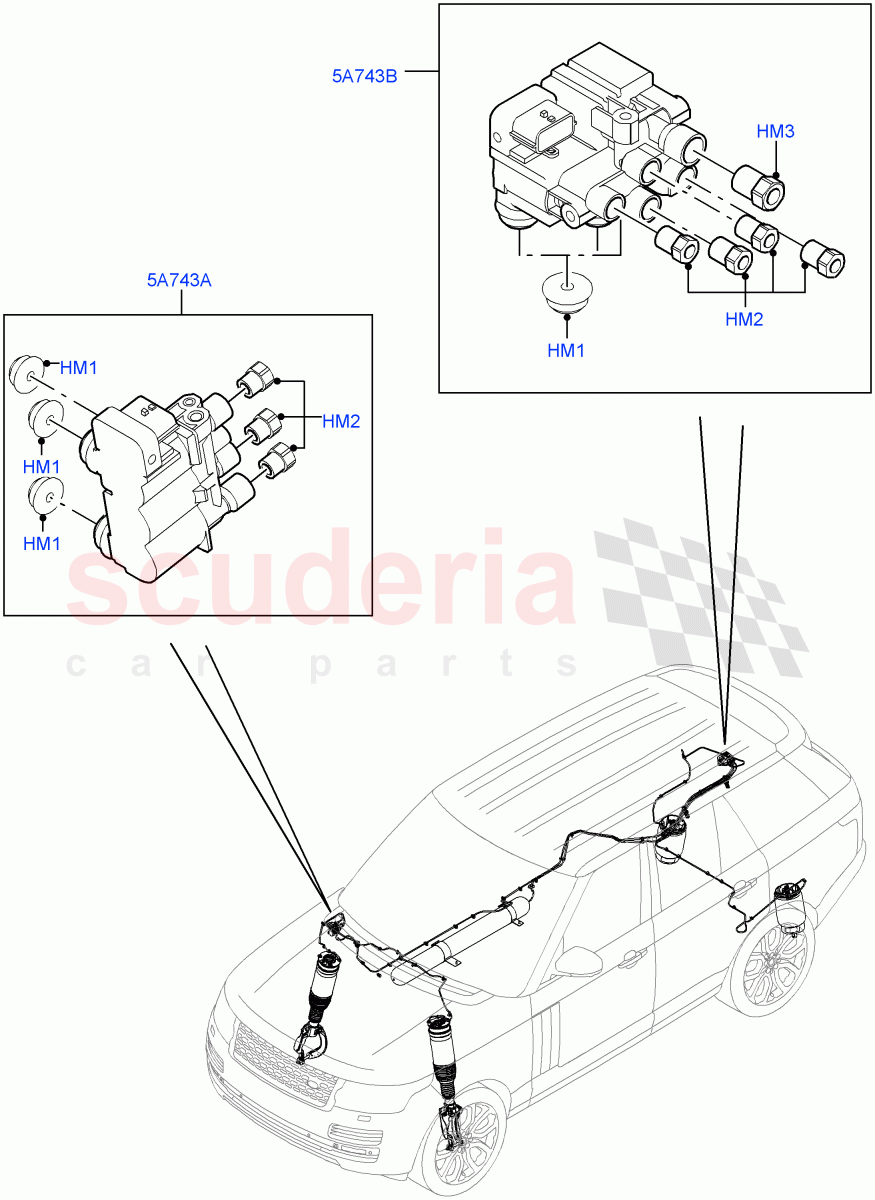 Air Suspension Compressor And Lines(Valve Assembly) of Land Rover Land Rover Range Rover (2012-2021) [3.0 I6 Turbo Diesel AJ20D6]