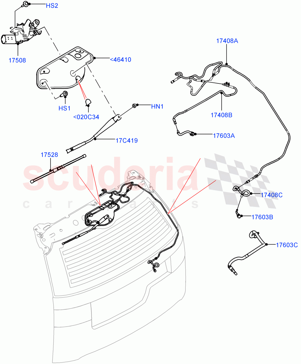 Rear Window Wiper And Washer(Nitra Plant Build)((V)FROMK2000001) of Land Rover Land Rover Discovery 5 (2017+) [3.0 I6 Turbo Petrol AJ20P6]