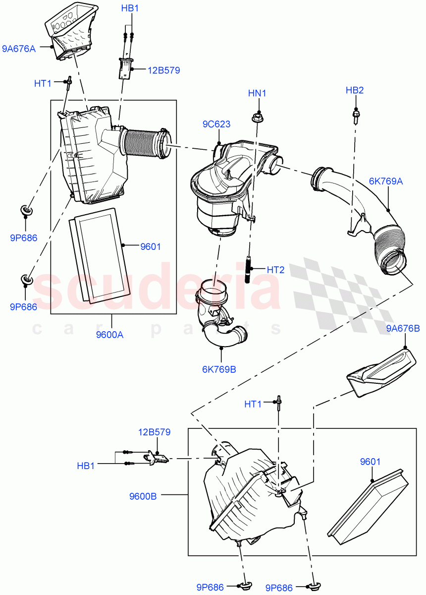 Air Cleaner(3.0L AJ20D6 Diesel High) of Land Rover Land Rover Range Rover (2022+) [3.0 I6 Turbo Diesel AJ20D6]