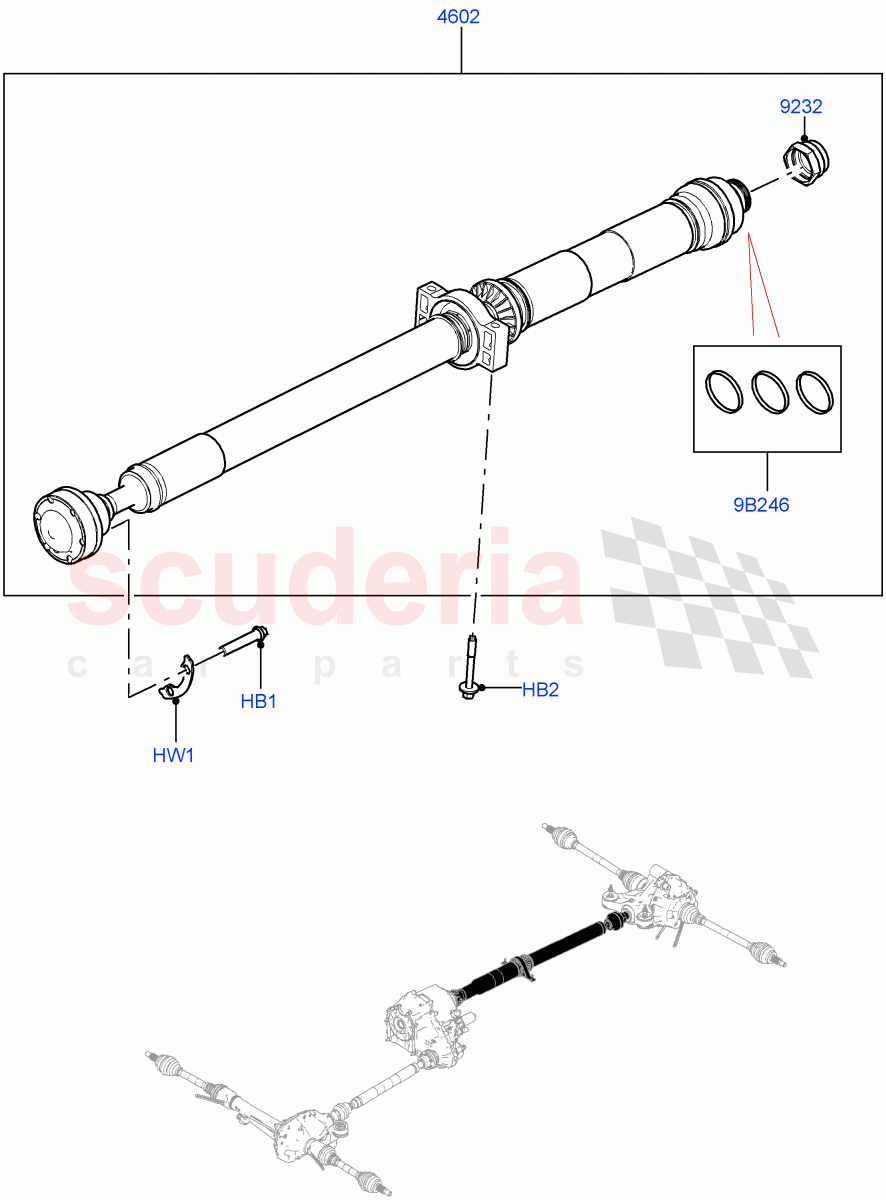Drive Shaft - Rear Axle Drive (Propshaft) (3.0L AJ20P6 Petrol High, 3.0L AJ20D6 Diesel High, 4.4 V8 Turbo Petrol (NC10)) of Land Rover Land Rover Range Rover (2022+) [3.0 I6 Turbo Petrol AJ20P6]