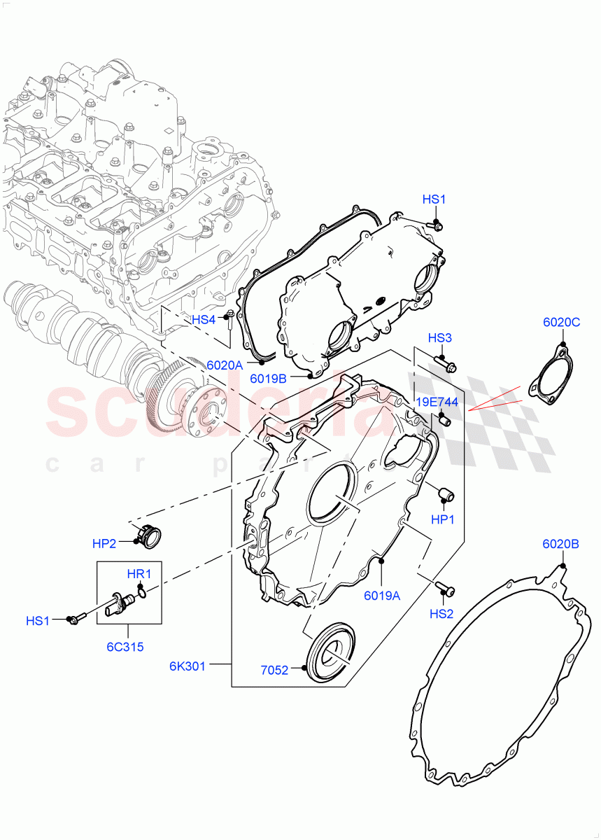 Timing Gear Covers (2.0L AJ200P Hi PHEV) ((V) FROMJA000001) of Land Rover Land Rover Range Rover (2012-2021) [2.0 Turbo Petrol AJ200P]