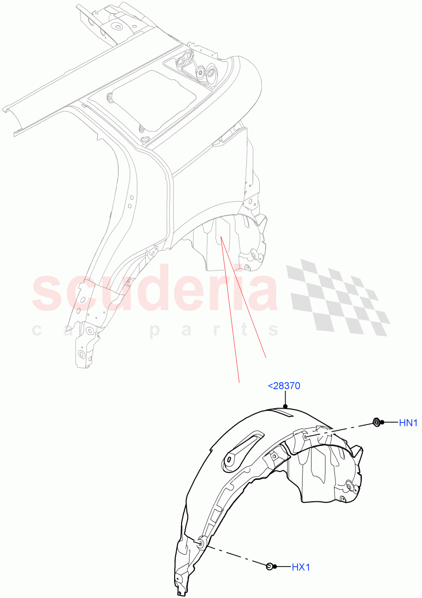 Side Panels - Inner(Wheelarch)(Changsu (China)) of Land Rover Land Rover Range Rover Evoque (2019+) [1.5 I3 Turbo Petrol AJ20P3]