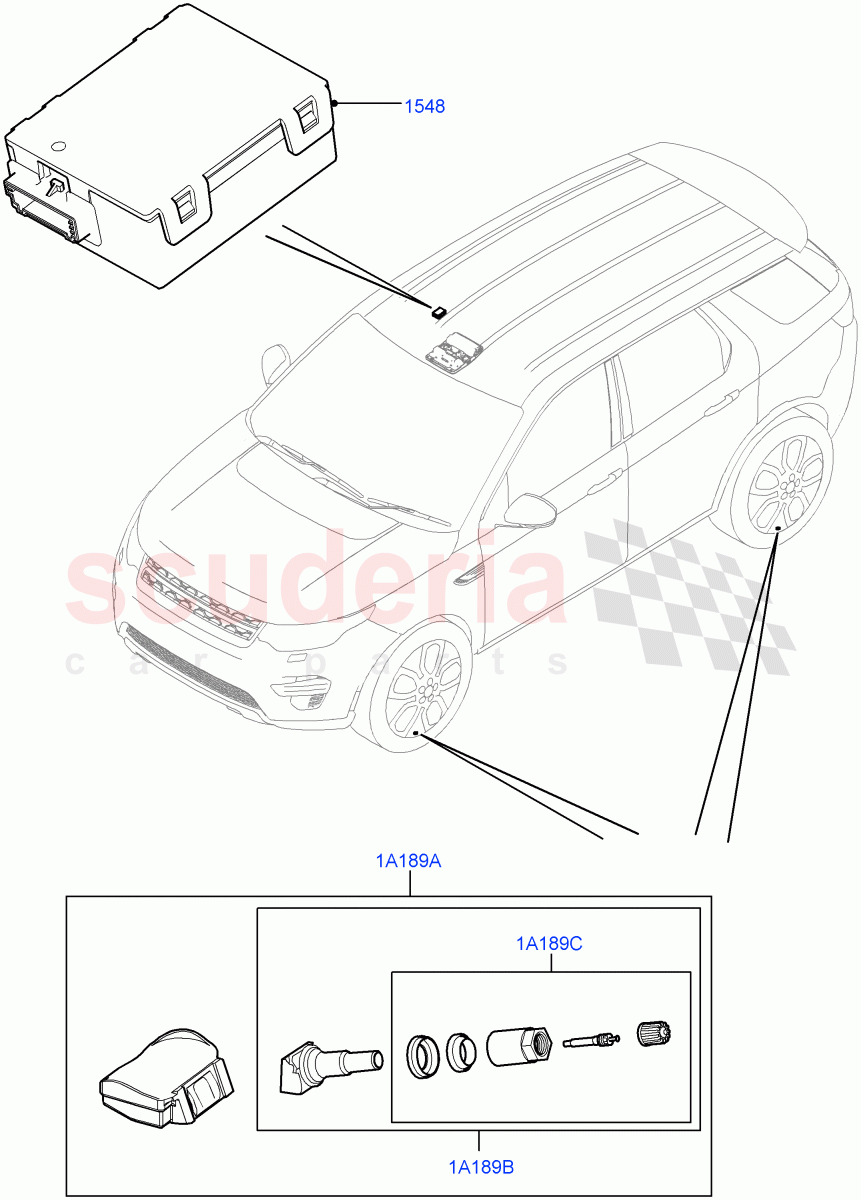 Tyre Pressure Monitor System (Changsu (China), With Tyre Pressure Sensors) ((V) FROMFG000001, (V) TOMG136810) of Land Rover Land Rover Discovery Sport (2015+) [2.2 Single Turbo Diesel]