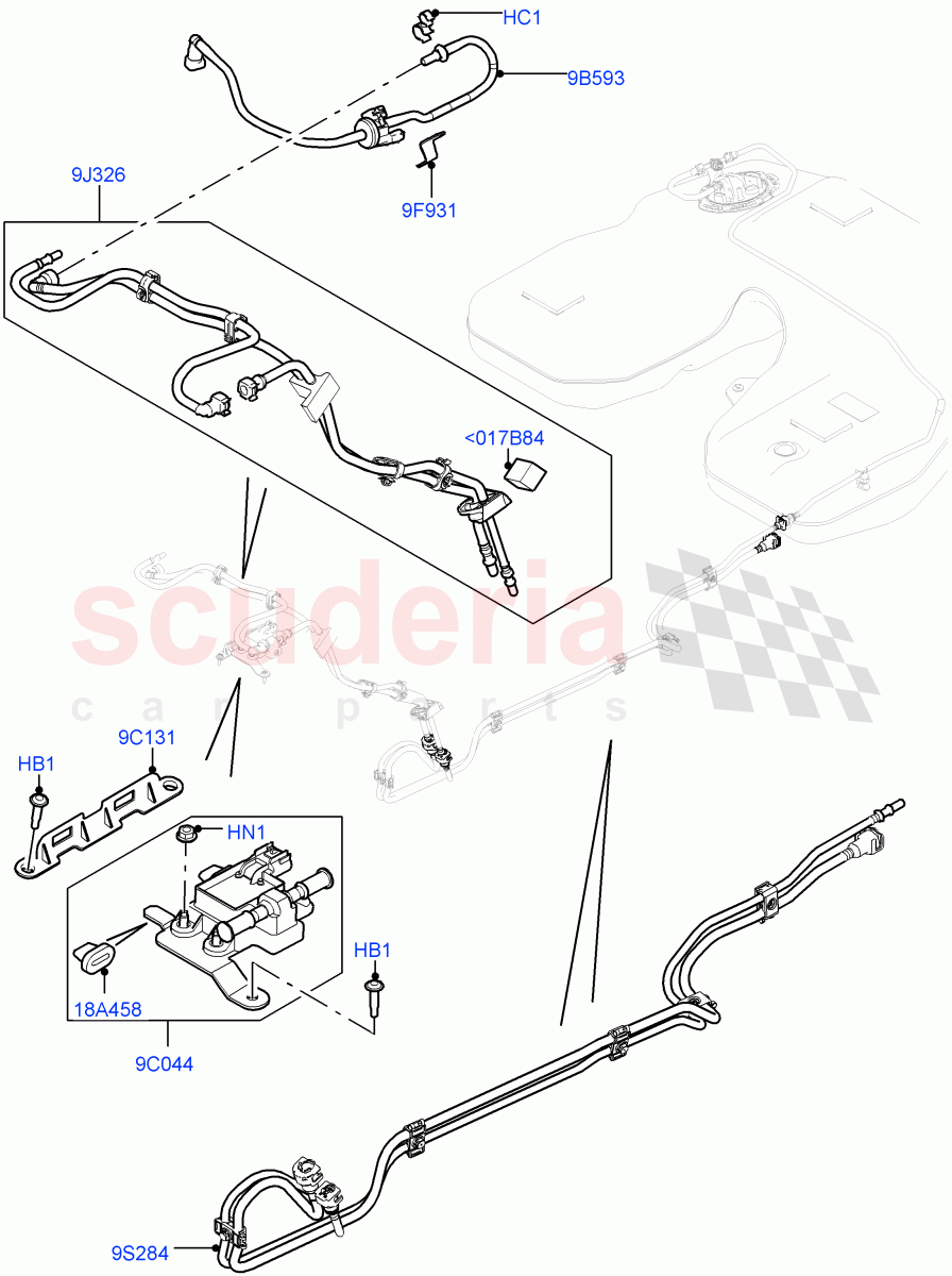 Fuel Lines(Front)(5.0L OHC SGDI NA V8 Petrol - AJ133,(+)"CDN/USA",Flex Fuel - E100,(+)"KOR")((V)FROMEA000001) of Land Rover Land Rover Range Rover (2012-2021) [5.0 OHC SGDI NA V8 Petrol]