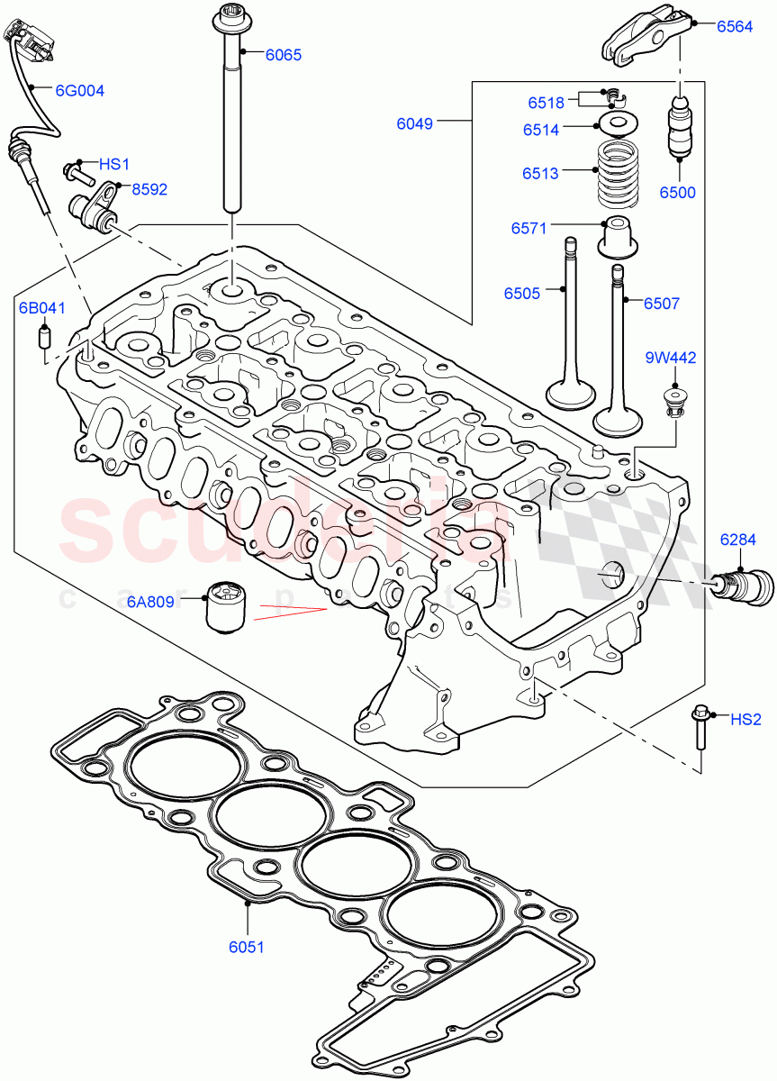 Cylinder Head (2.0L AJ21D4 Diesel Mid, Halewood (UK)) ((V) FROMMH000001) of Land Rover Land Rover Range Rover Evoque (2019+) [2.0 Turbo Diesel AJ21D4]