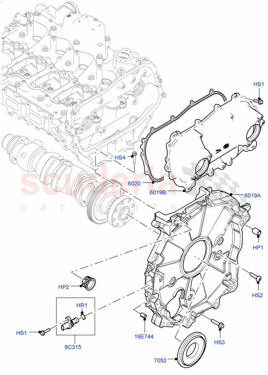 Timing Gear Covers(2.0L AJ20P4 Petrol E100 PTA,Itatiaia (Brazil))((V)FROMLT000001) of Land Rover Land Rover Discovery Sport (2015+) [2.0 Turbo Petrol AJ200P]