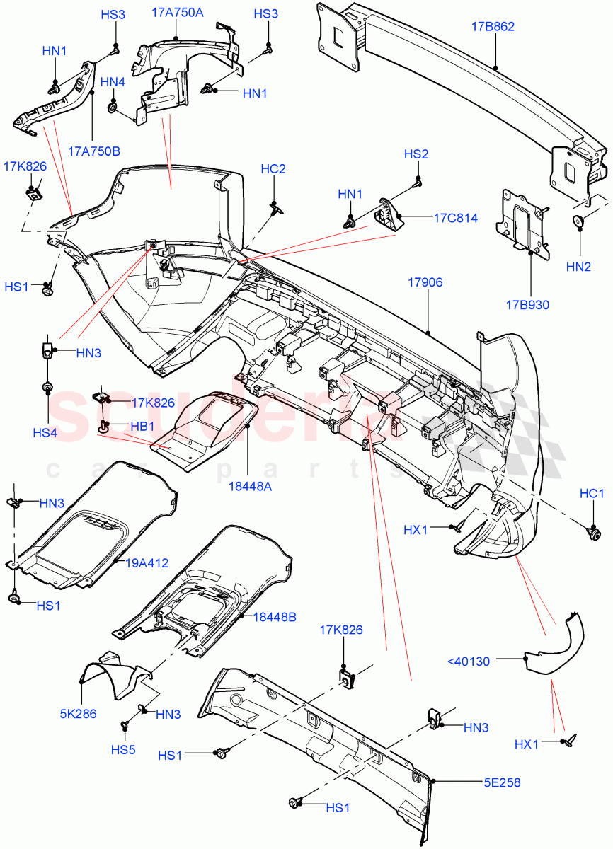 Rear Bumper (Changsu (China), Sport/Dynamic) ((V) FROMEG000001) of Land Rover Land Rover Range Rover Evoque (2012-2018) [2.2 Single Turbo Diesel]