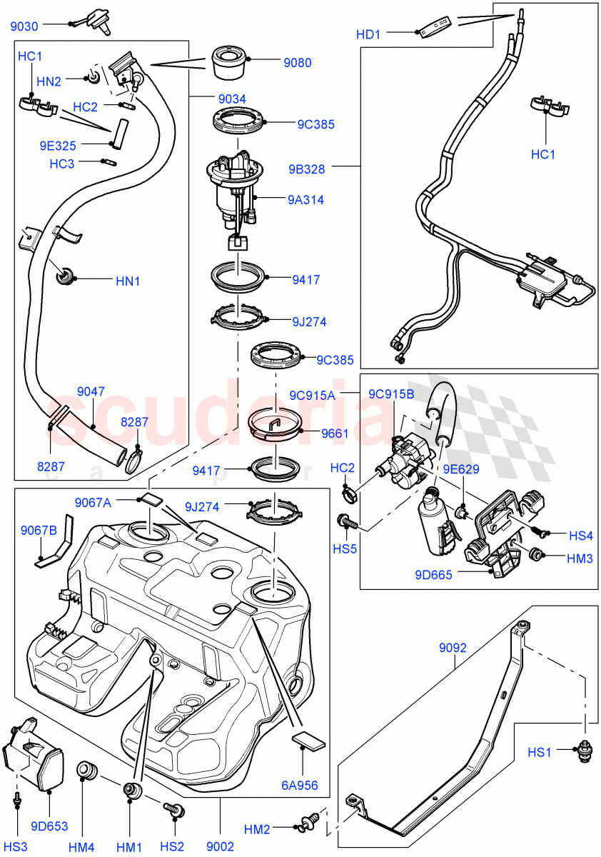 Fuel Tank & Related Parts (5.0L OHC SGDI SC V8 Petrol - AJ133) ((V) FROMAA000001) of Land Rover Land Rover Range Rover (2010-2012) [5.0 OHC SGDI SC V8 Petrol]