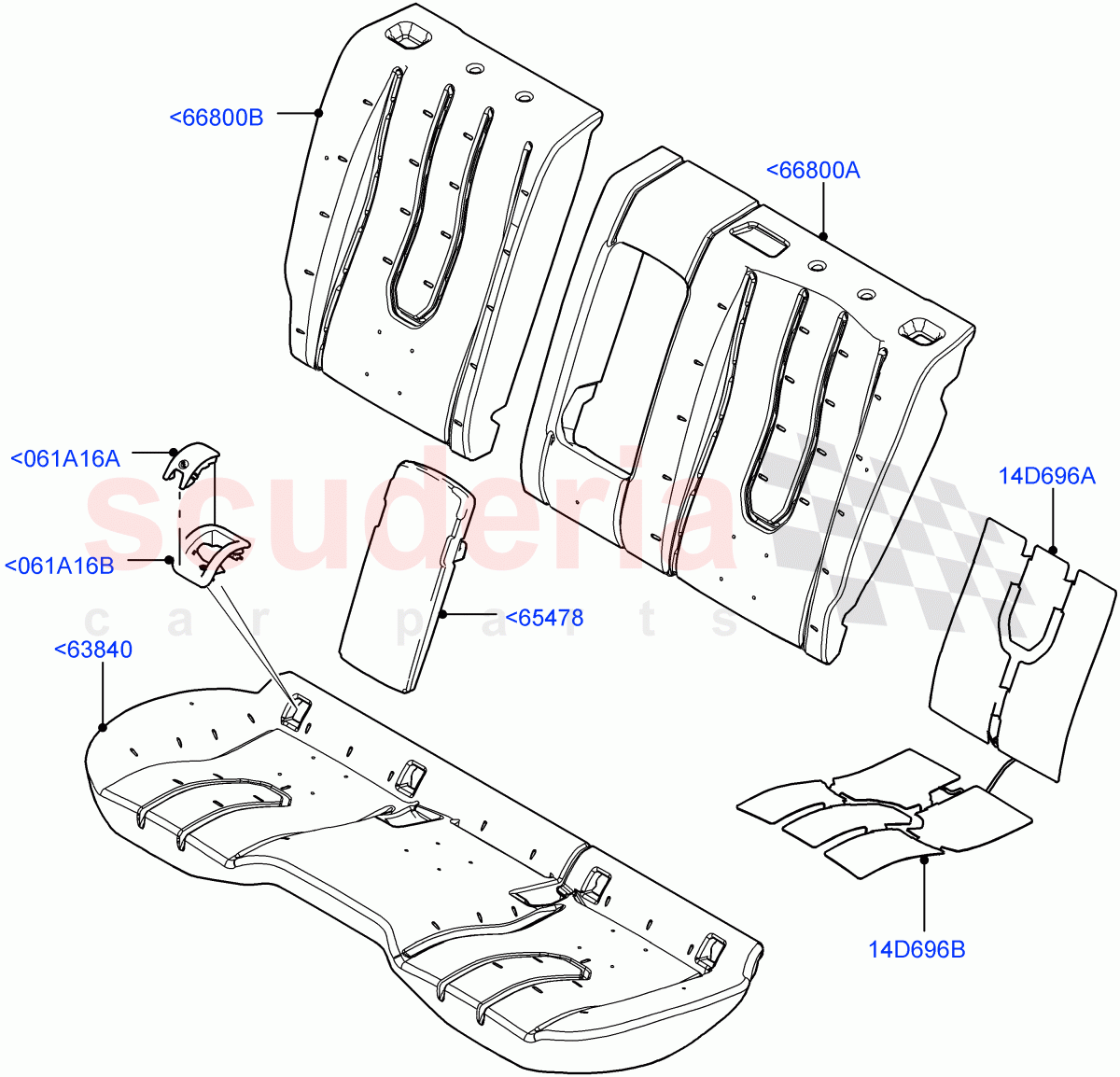 Rear Seat Pads/Valances & Heating(Changsu (China),2nd Row Seat 60/40 (3 P) - Folding)((V)FROMEG000001) of Land Rover Land Rover Range Rover Evoque (2012-2018) [2.0 Turbo Petrol AJ200P]