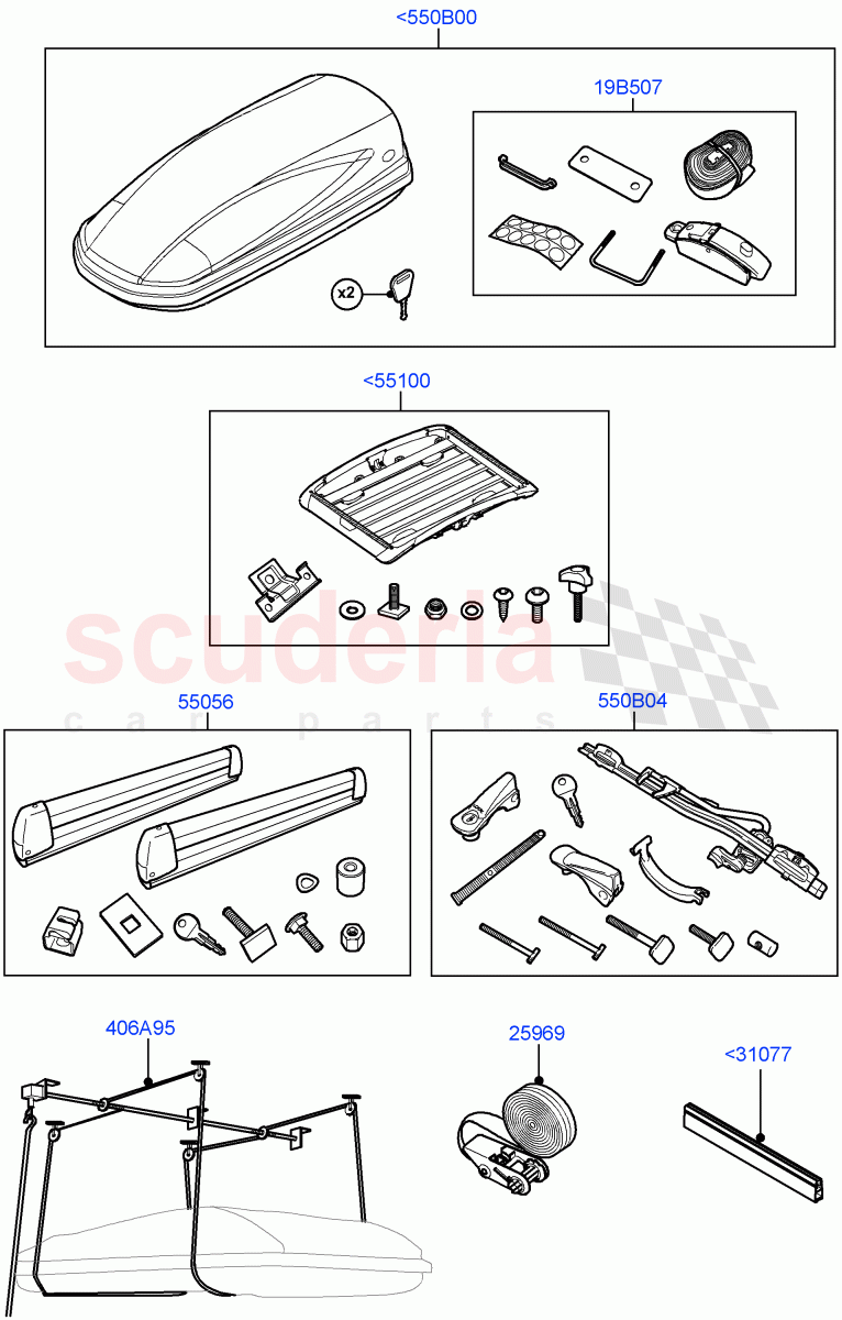 Carriers & Boxes(Accessory, Roof Carriers)(Halewood (UK),Itatiaia (Brazil)) of Land Rover Land Rover Range Rover Evoque (2012-2018) [2.0 Turbo Petrol GTDI]