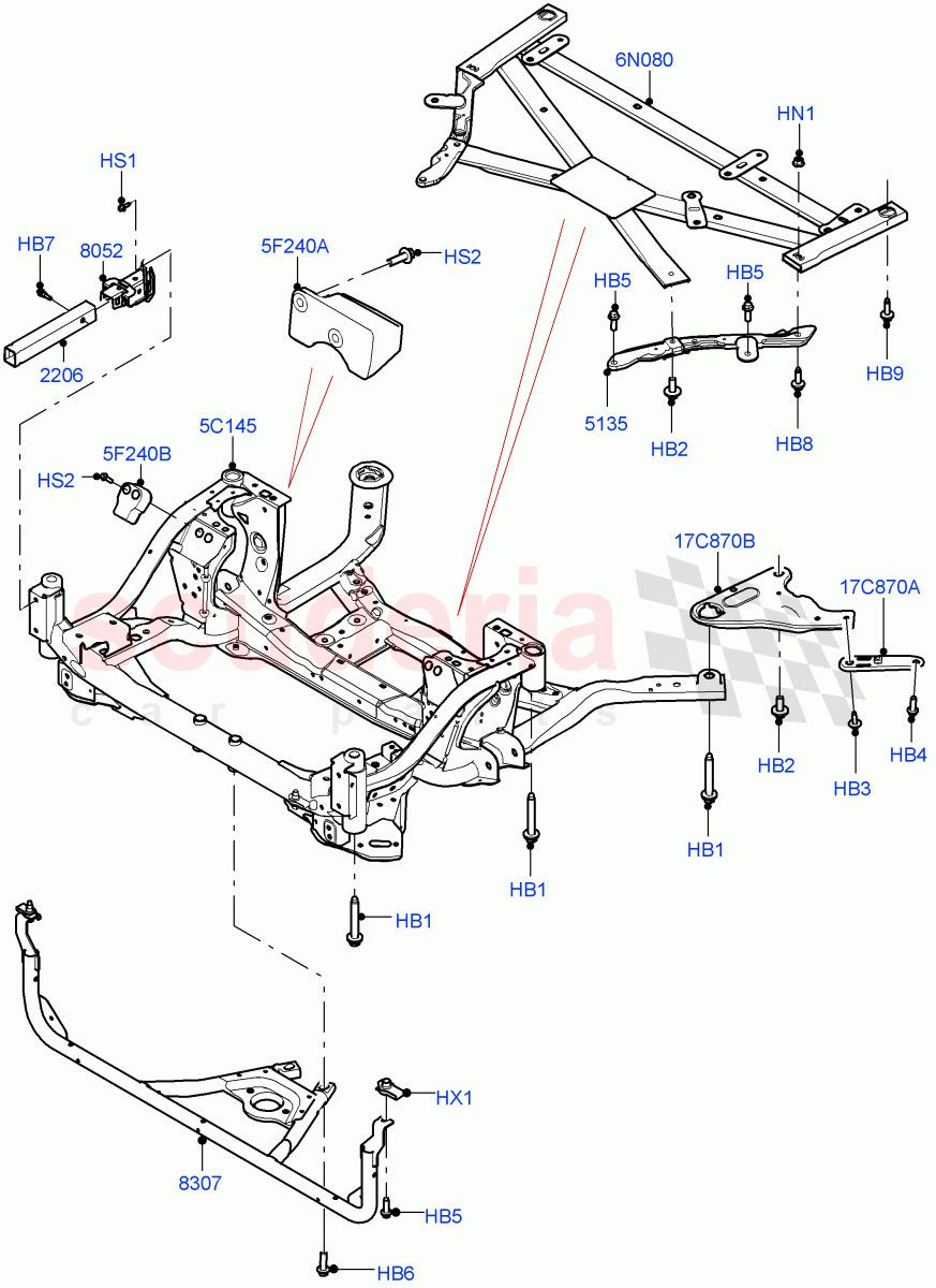 Front Cross Member & Stabilizer Bar(Crossmember)((V)FROMMA000001) of Land Rover Land Rover Range Rover Velar (2017+) [3.0 I6 Turbo Petrol AJ20P6]