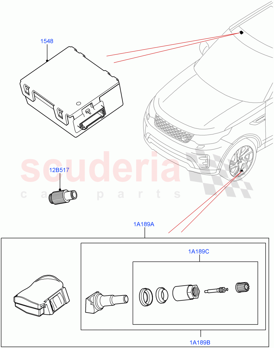 Tyre Pressure Monitor System (Solihull Plant Build) ((V) FROMHA000001) of Land Rover Land Rover Discovery 5 (2017+) [3.0 Diesel 24V DOHC TC]