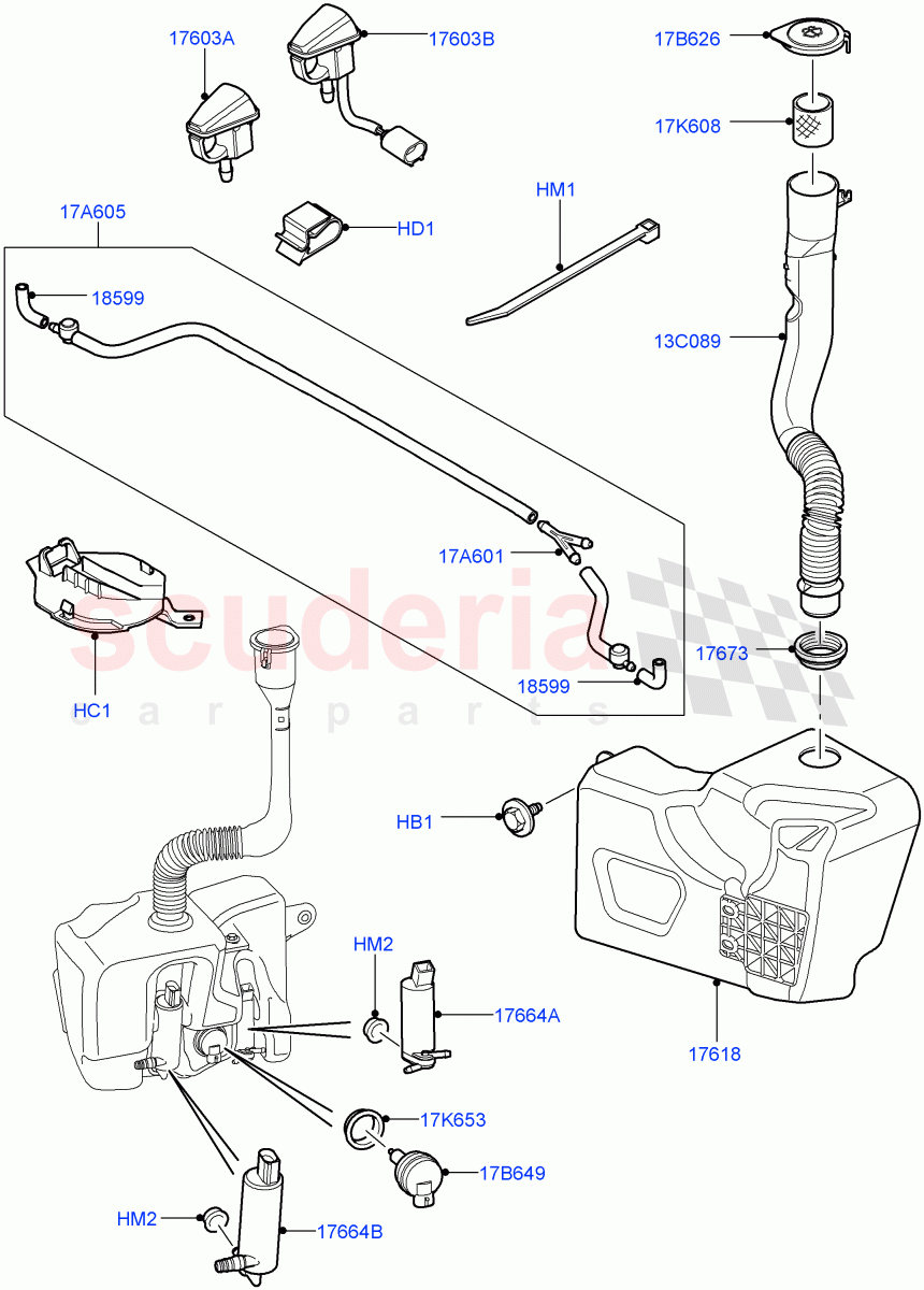 Windscreen Washer((V)TO9A999999) of Land Rover Land Rover Range Rover Sport (2005-2009) [2.7 Diesel V6]