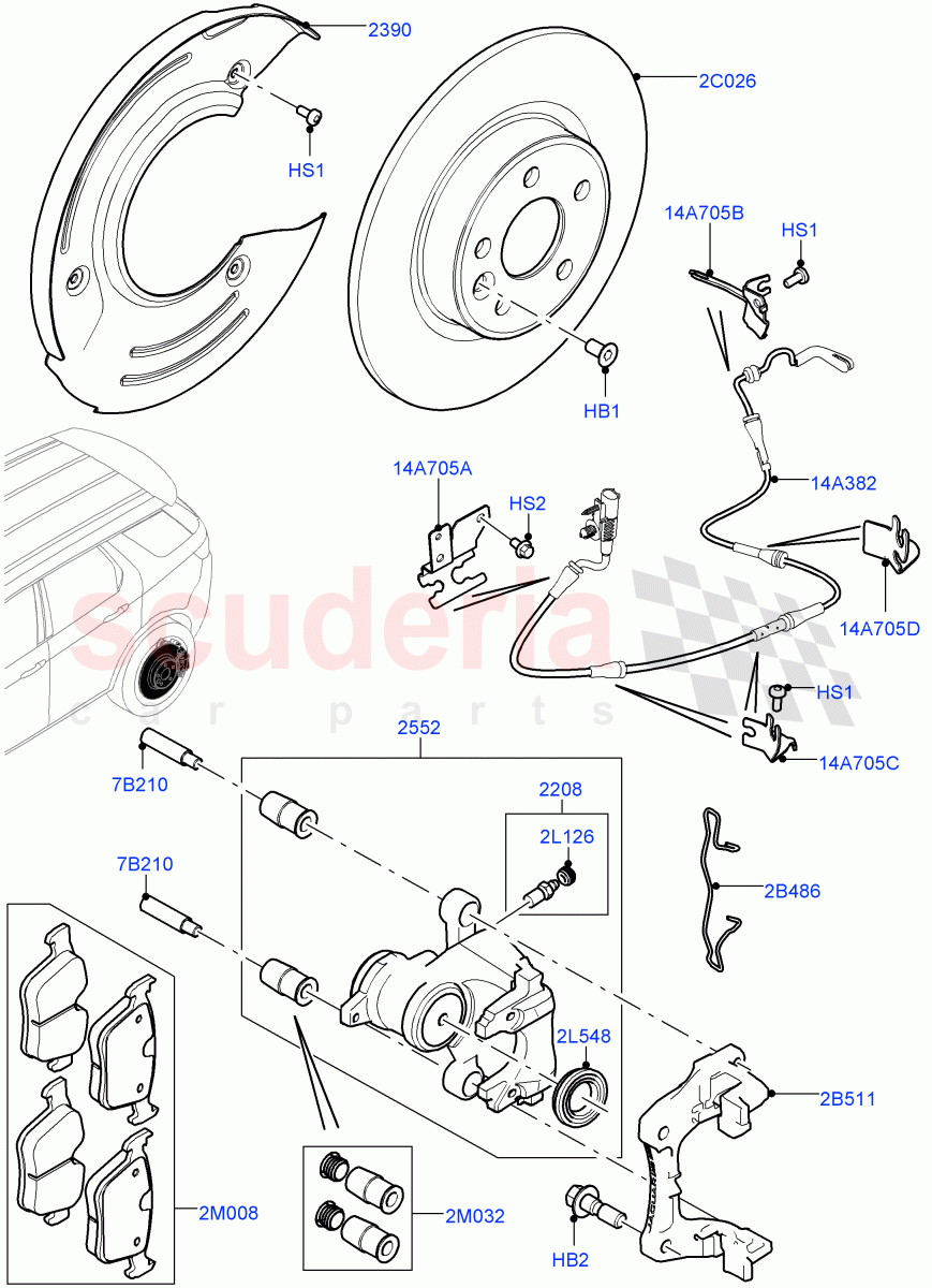Rear Brake Discs And Calipers (Changsu (China)) ((V) FROMFG000001) of Land Rover Land Rover Discovery Sport (2015+) [1.5 I3 Turbo Petrol AJ20P3]