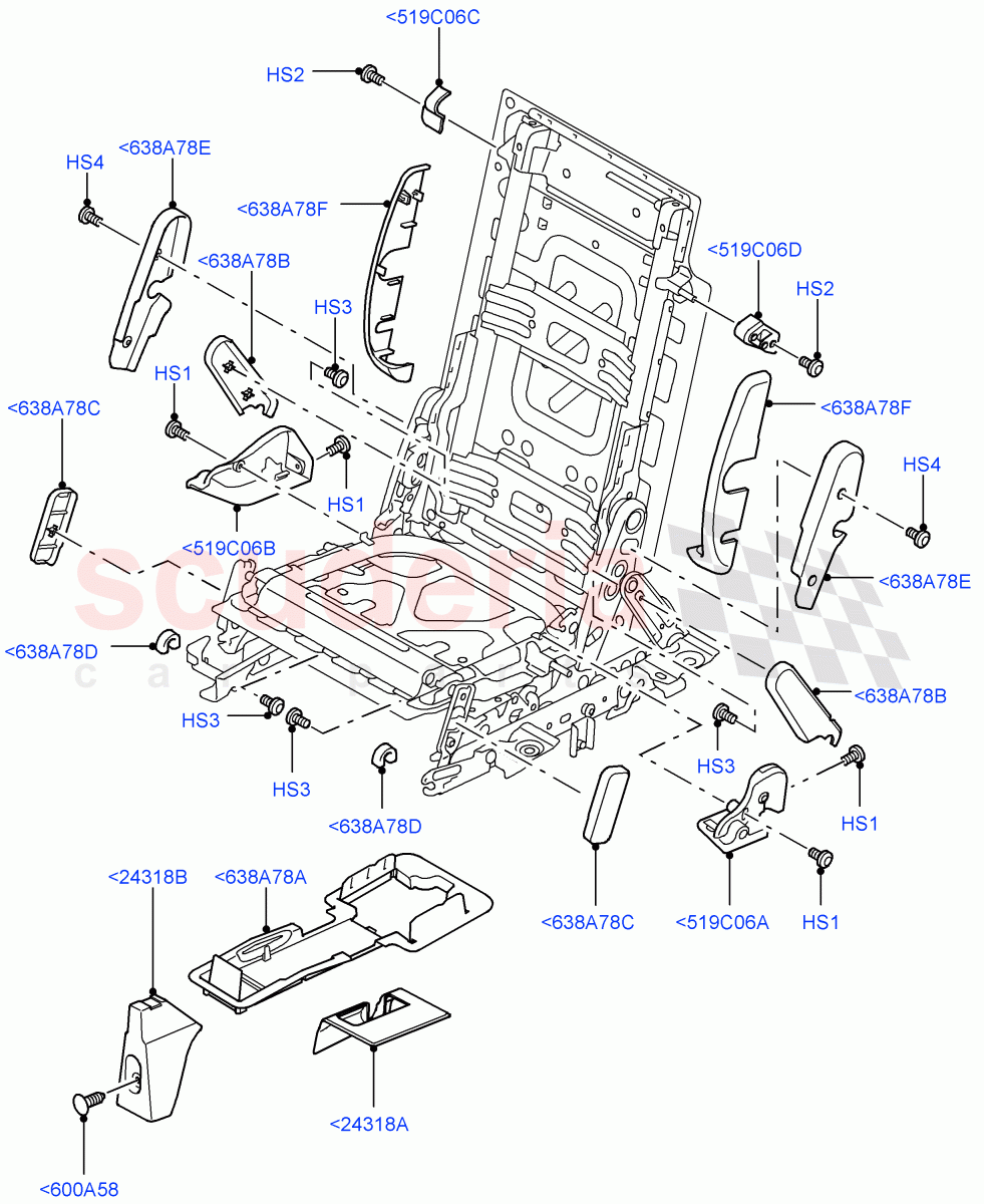 Rear Seat Frame(Row 3, Finishers)(With 7 Seat Configuration)((V)FROMAA000001) of Land Rover Land Rover Discovery 4 (2010-2016) [3.0 Diesel 24V DOHC TC]