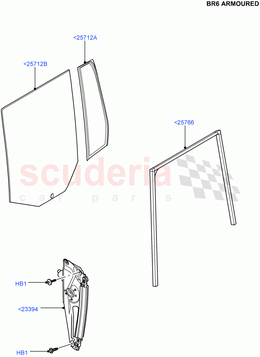 Rear Door Glass And Window Controls(With B6 Level Armouring)((V)FROMAA000001) of Land Rover Land Rover Range Rover (2010-2012) [3.6 V8 32V DOHC EFI Diesel]