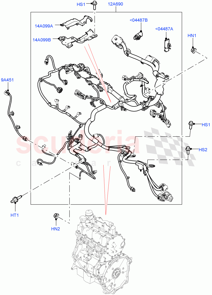 Electrical Wiring - Engine And Dash (Engine) (2.0L AJ20D4 Diesel LF PTA, 6 Speed Manual Trans BG6, Halewood (UK), 2.0L AJ20D4 Diesel Mid PTA) ((V) FROMLH000001) of Land Rover Land Rover Discovery Sport (2015+) [2.0 Turbo Petrol AJ200P]