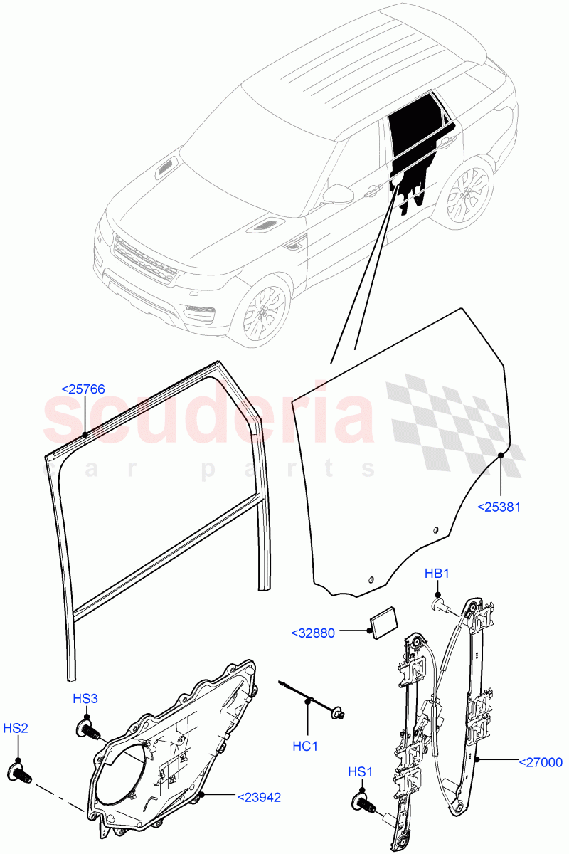 Rear Door Glass And Window Controls of Land Rover Land Rover Range Rover Sport (2014+) [2.0 Turbo Petrol GTDI]