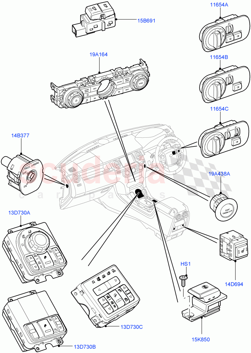 Switches (Facia And Console) ((V) FROMAA000001) of Land Rover Land Rover Discovery 4 (2010-2016) [3.0 Diesel 24V DOHC TC]