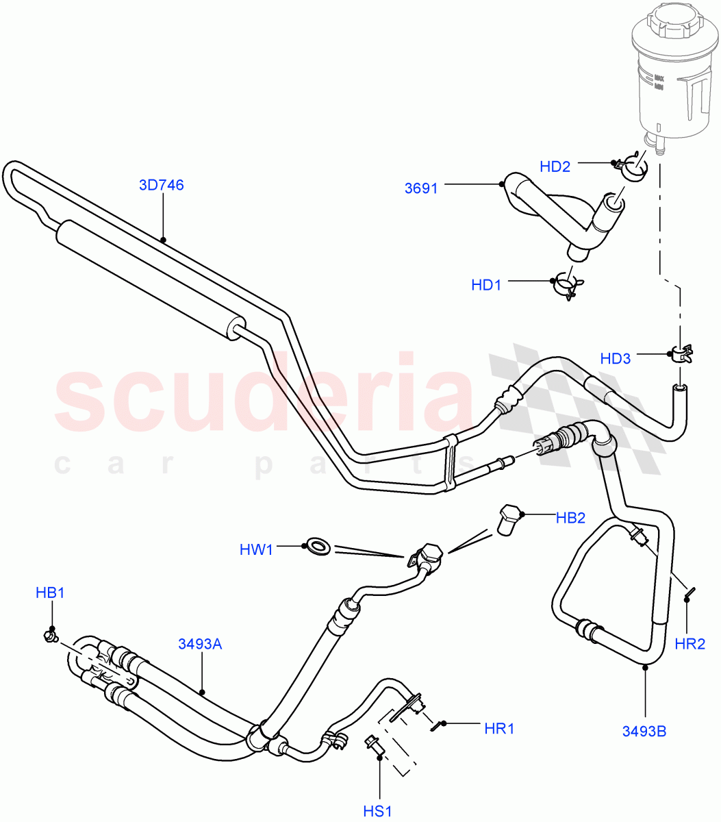 Supply & Return Hoses - Power Strg(5.0L OHC SGDI SC V8 Petrol - AJ133,5.0L OHC SGDI NA V8 Petrol - AJ133)((V)FROMAA000001) of Land Rover Land Rover Range Rover Sport (2010-2013) [3.6 V8 32V DOHC EFI Diesel]