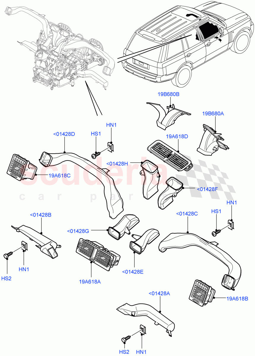 Air Vents, Louvres And Ducts(Instument Panel)((V)FROMAA000001) of Land Rover Land Rover Range Rover (2010-2012) [4.4 DOHC Diesel V8 DITC]