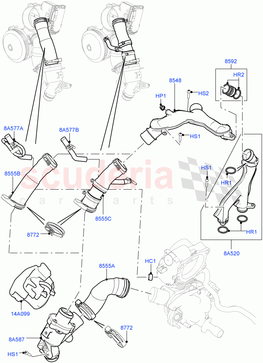 Thermostat/Housing & Related Parts(5.0L OHC SGDI SC V8 Petrol - AJ133)((V)TOFA999999) of Land Rover Land Rover Range Rover Sport (2014+) [5.0 OHC SGDI SC V8 Petrol]