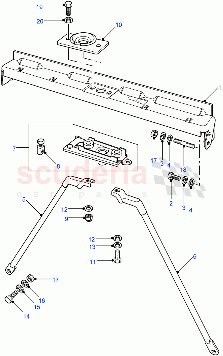 Grille, Top Panel & Braces-Cable Bonnet Release ((V) FROM7A000001) of Land Rover Land Rover Defender (2007-2016)