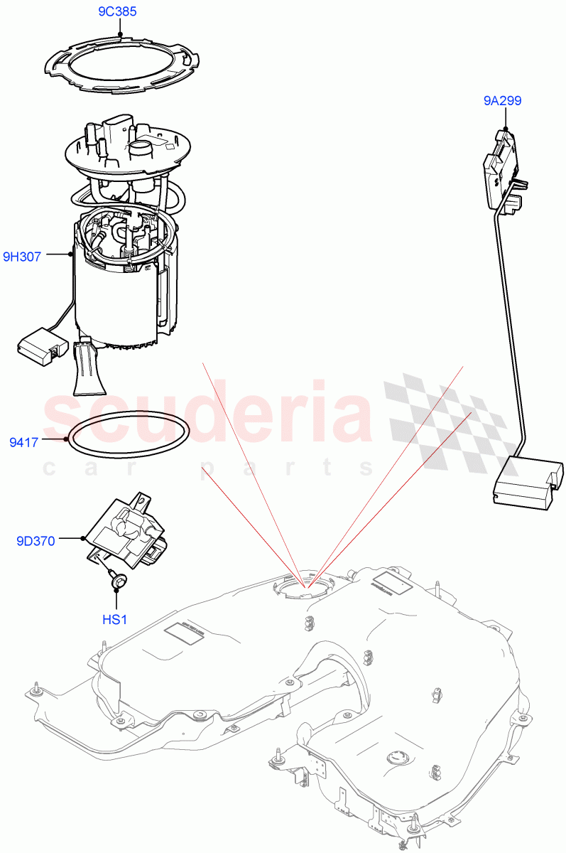 Fuel Pump And Sender Unit (Solihull Plant Build) (2.0L I4 High DOHC AJ200 Petrol) ((V) FROMJA000001) of Land Rover Land Rover Discovery 5 (2017+) [2.0 Turbo Petrol AJ200P]
