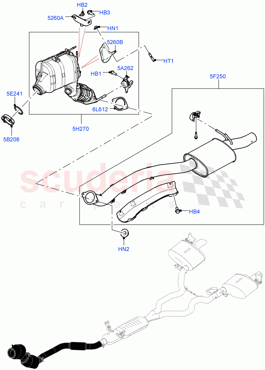 Front Exhaust System (3.0L AJ20D6 Diesel High, Euro Stage 4 Emissions) of Land Rover Land Rover Range Rover (2022+) [3.0 I6 Turbo Diesel AJ20D6]