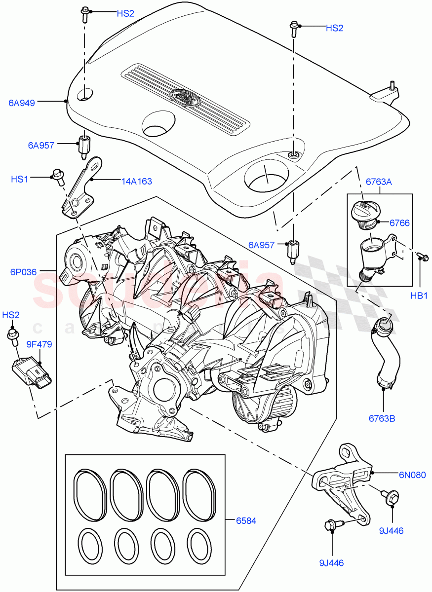 Inlet Manifold (2.2L CR DI 16V Diesel, 2.2L DOHC EFI TC DW12) of Land Rover Land Rover Discovery Sport (2015+) [2.2 Single Turbo Diesel]