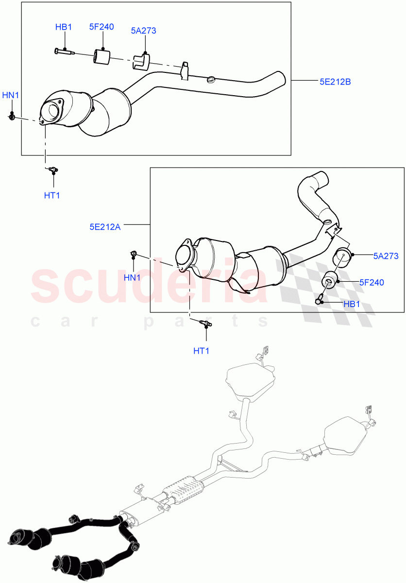 Front Exhaust System(Nitra Plant Build)(3.0L DOHC GDI SC V6 PETROL,EU6 Emissions,SULEV Requirements,EU2,Proconve L6 Emissions)((V)FROMK2000001) of Land Rover Land Rover Discovery 5 (2017+) [3.0 DOHC GDI SC V6 Petrol]