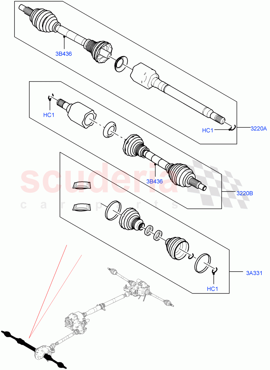 Drive Shaft - Front Axle Drive(Driveshaft)(3.0L AJ20P6 Petrol High,2.0L I4 High DOHC AJ200 Petrol,2.0L AJ200P Hi PHEV,2.0L I4 DSL HIGH DOHC AJ200,5.0 Petrol AJ133 DOHC CDA) of Land Rover Land Rover Defender (2020+) [3.0 I6 Turbo Diesel AJ20D6]