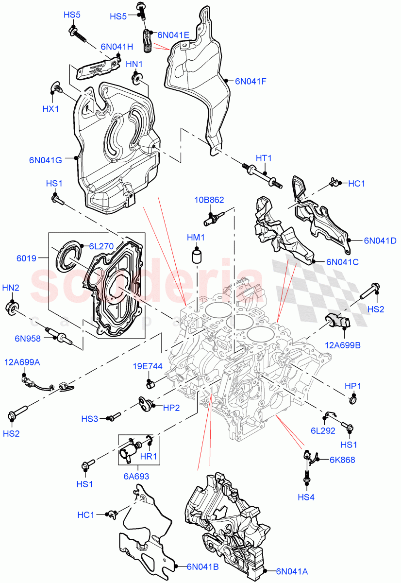 Cylinder Block And Plugs (1.5L AJ20P3 Petrol High PHEV, Changsu (China)) of Land Rover Land Rover Discovery Sport (2015+) [1.5 I3 Turbo Petrol AJ20P3]