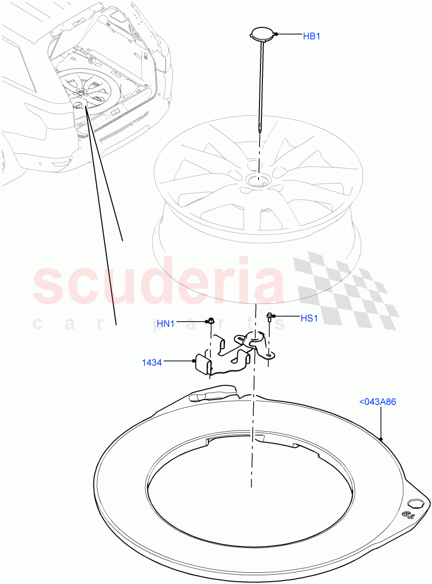 Spare Wheel Carrier(With 5 Seat Configuration)((V)TOHA999999) of Land Rover Land Rover Range Rover Sport (2014+) [2.0 Turbo Petrol AJ200P]