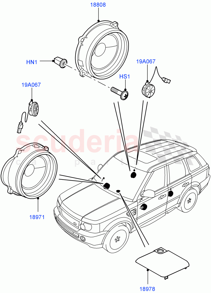 Speakers (Standard Audio (Base)) ((V) FROMAA000001) of Land Rover Land Rover Range Rover Sport (2010-2013) [3.6 V8 32V DOHC EFI Diesel]