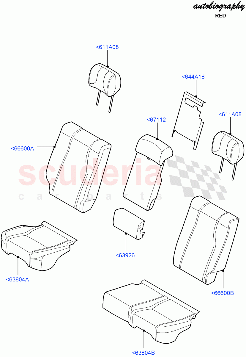 Rear Seat Covers(2S AL Leather Diamond,With 60/40 Power Fold Thru Rr Seat)((V)FROMHA000001,(V)TOHA999999) of Land Rover Land Rover Range Rover (2012-2021) [3.0 DOHC GDI SC V6 Petrol]