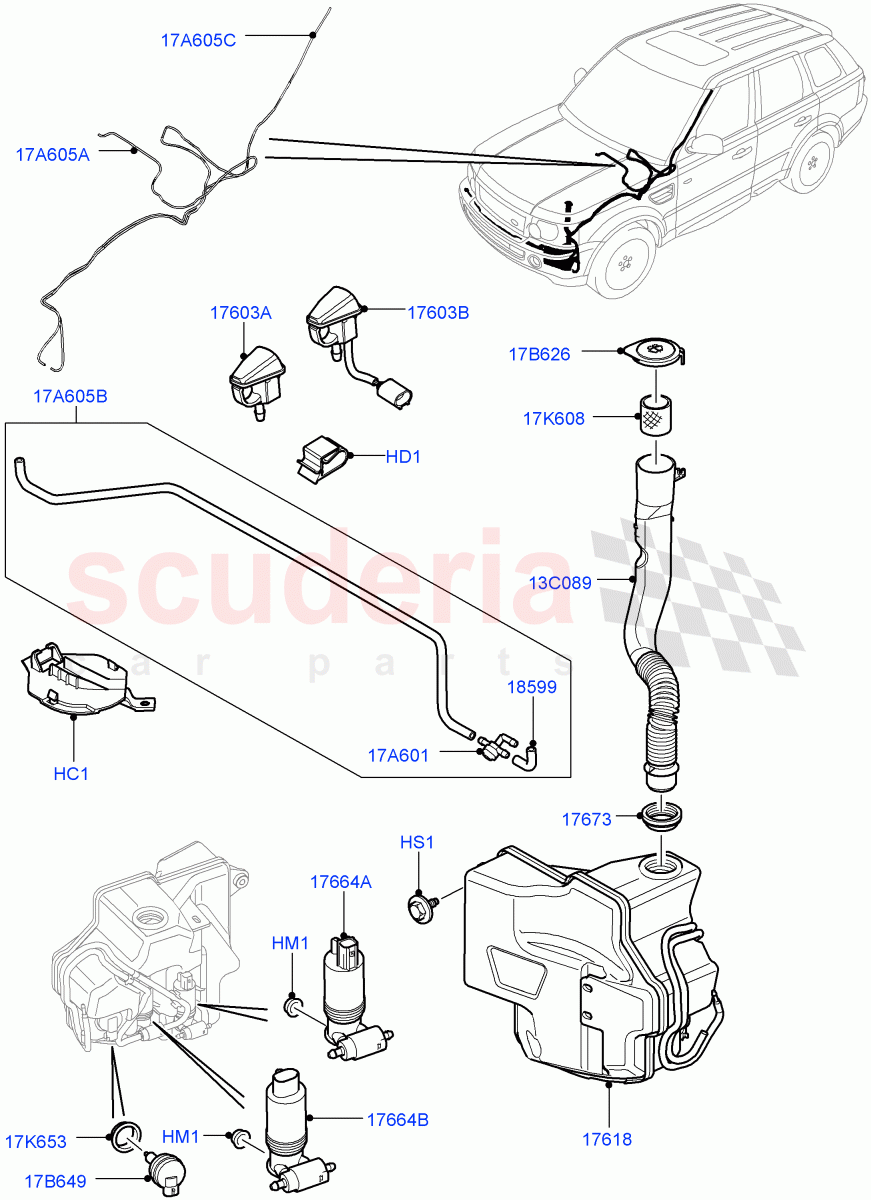 Windscreen Washer ((V) FROMAA000001) of Land Rover Land Rover Range Rover Sport (2010-2013) [5.0 OHC SGDI SC V8 Petrol]